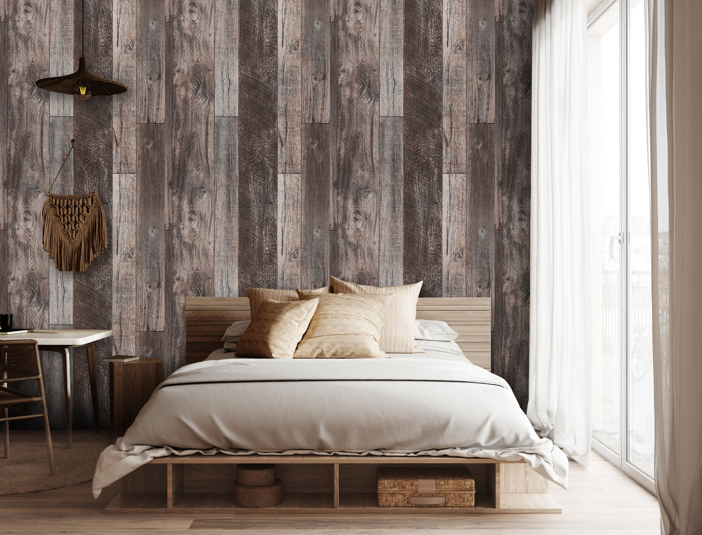 Abyssaly 17.7" x 236" Peel and Stick Wallpaper Grey Wood Plank Wallpaper Self Adhesive Wallpaper Waterproof Removable Vinyl Film for Decorative