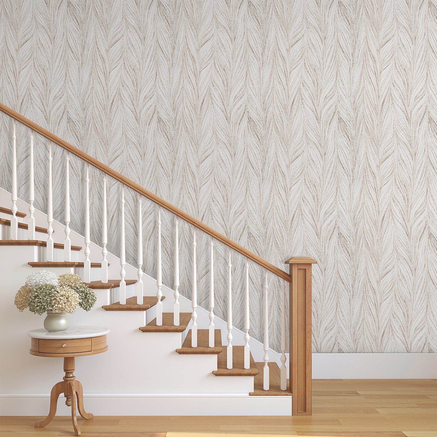 Abyssaly Beige Peel and Stick Wallpaper Self Adhesive Removable Leaf Wallpaper, 17.3 in×118 in