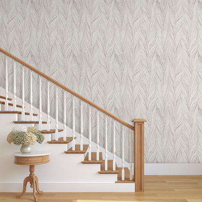 Abyssaly Beige Peel and Stick Wallpaper Self Adhesive Removable Leaf Wallpaper, 17.3 in×118 in