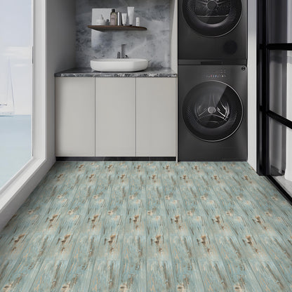 Abyssaly 40 Pcs Wood Vinyl Flooring Tile Peel and Stick Floor Tile 35.8 x 5.9 In Self Adhesive Bathroom Floor Tiles Waterproof Thick Removable Flooring Tiles