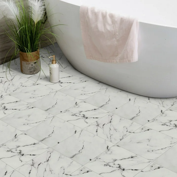 Lxcreat Vinyl Flooring Peel and Stick Flooring Tile 12" x 12" 20Pcs Self Adhesive and Removable, White Marble Look Vinyl Tiles for Kitchen