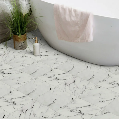 Lxcreat Vinyl Flooring Peel and Stick Flooring Tile 12" x 12" 20Pcs Self Adhesive and Removable, White Marble Look Vinyl Tiles for Kitchen