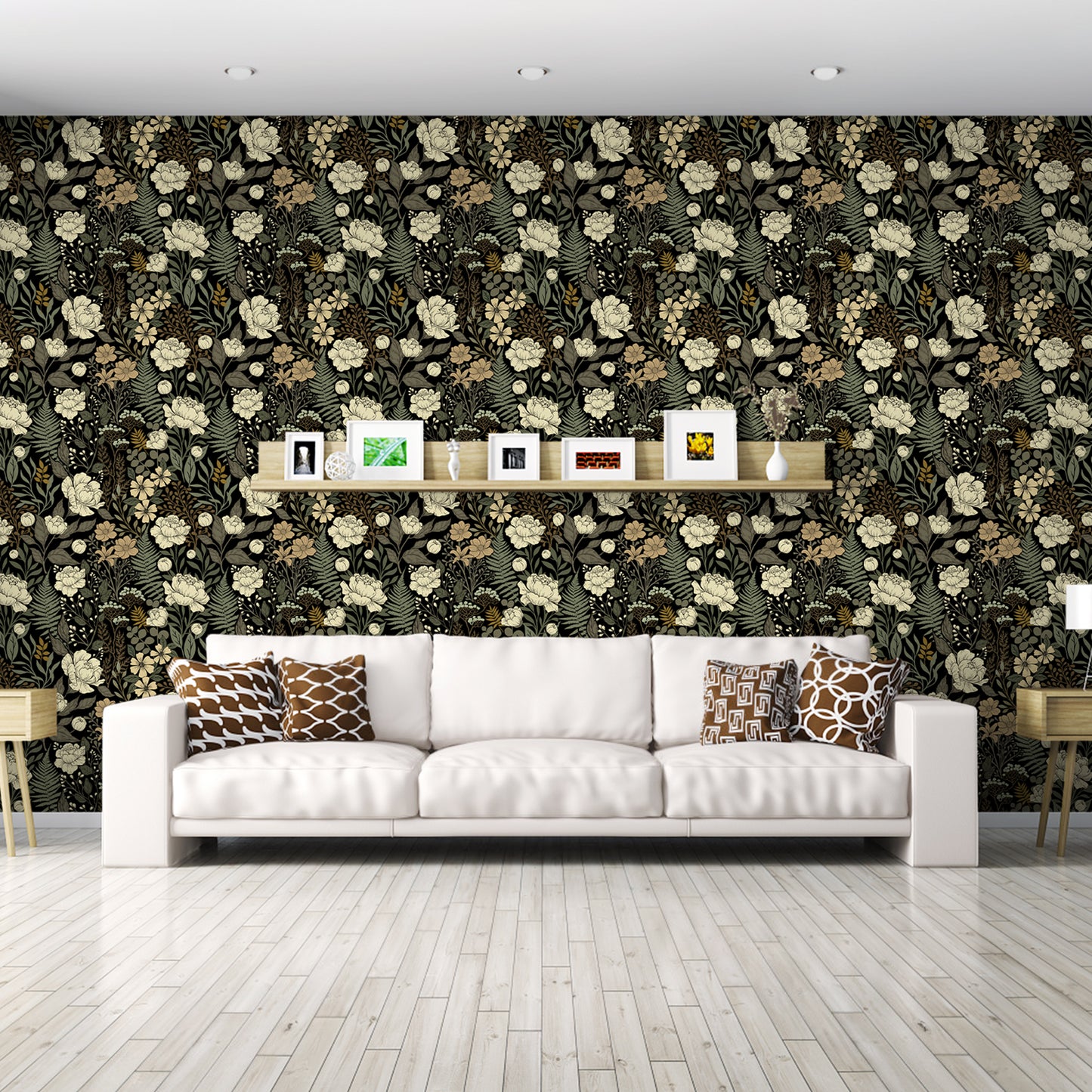 UMIGGEE Floral Wallpaper Peel and Stick Floral Black Wallpaper Self Adhesive Flower Wall Paper Contact Paper 17.7" x 118" Home Decor Wall Covering Old Furniture Renovation