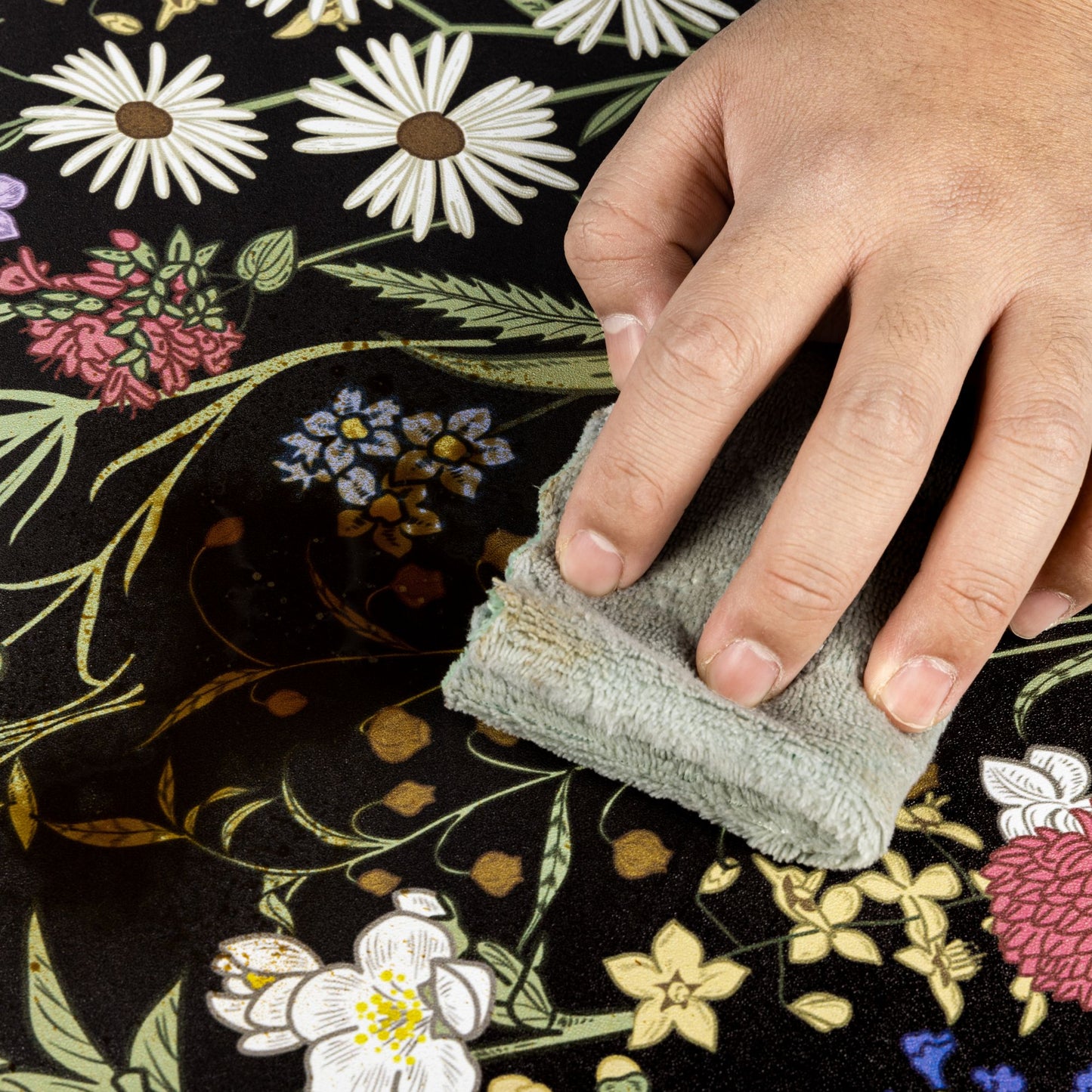 Abyssaly 17.7" x 118" Peel and Stick Wallpaper Black Floral Wallpaper Wall Stick Removable Wallpaper