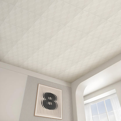 Abyssaly Peel and Stick Ceiling Tile 13.8" x 13.8" 32 Pcs White Foam Ceiling Tile Coverage Area 42 sq.ft.