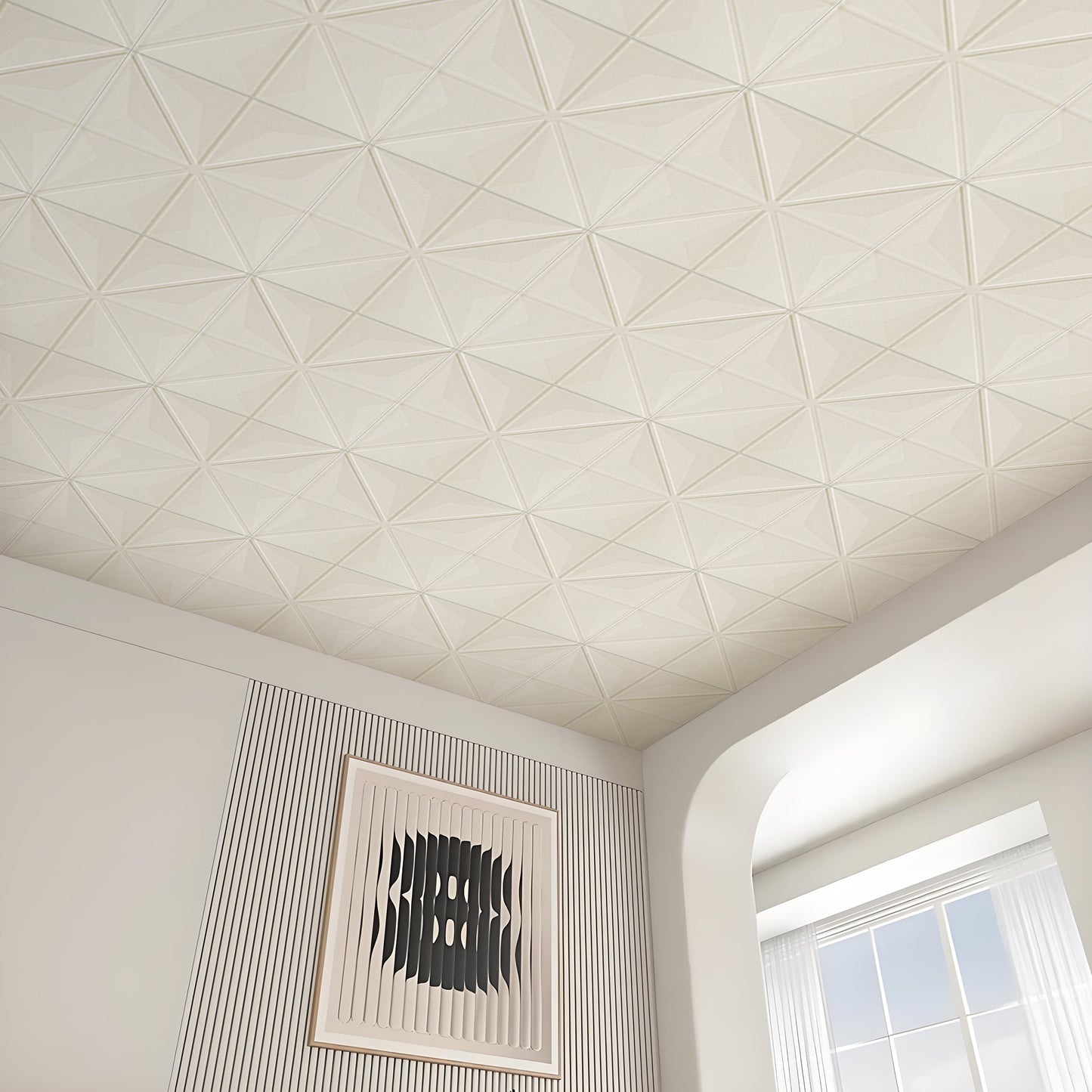 Abyssaly Peel and Stick Ceiling Tile 13.7" x 13.7" 32 Pcs White Foam Ceiling Tile Coverage Area 42 Sq.ft.