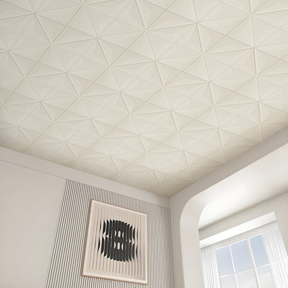 Abyssaly Peel and Stick Ceiling Tile 13.7" x 13.7" 32 Pcs White Foam Ceiling Tile Coverage Area 42 Sq.ft.