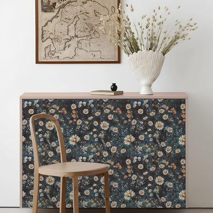 Abyssaly Floral Peel and Stick Wallpaper 17.5-in x 118-in, Removable Self-Adhesive Wallpaper, Vintage Vinyl Contact Paper Suitable for Home Walls Cabinet Bedroom