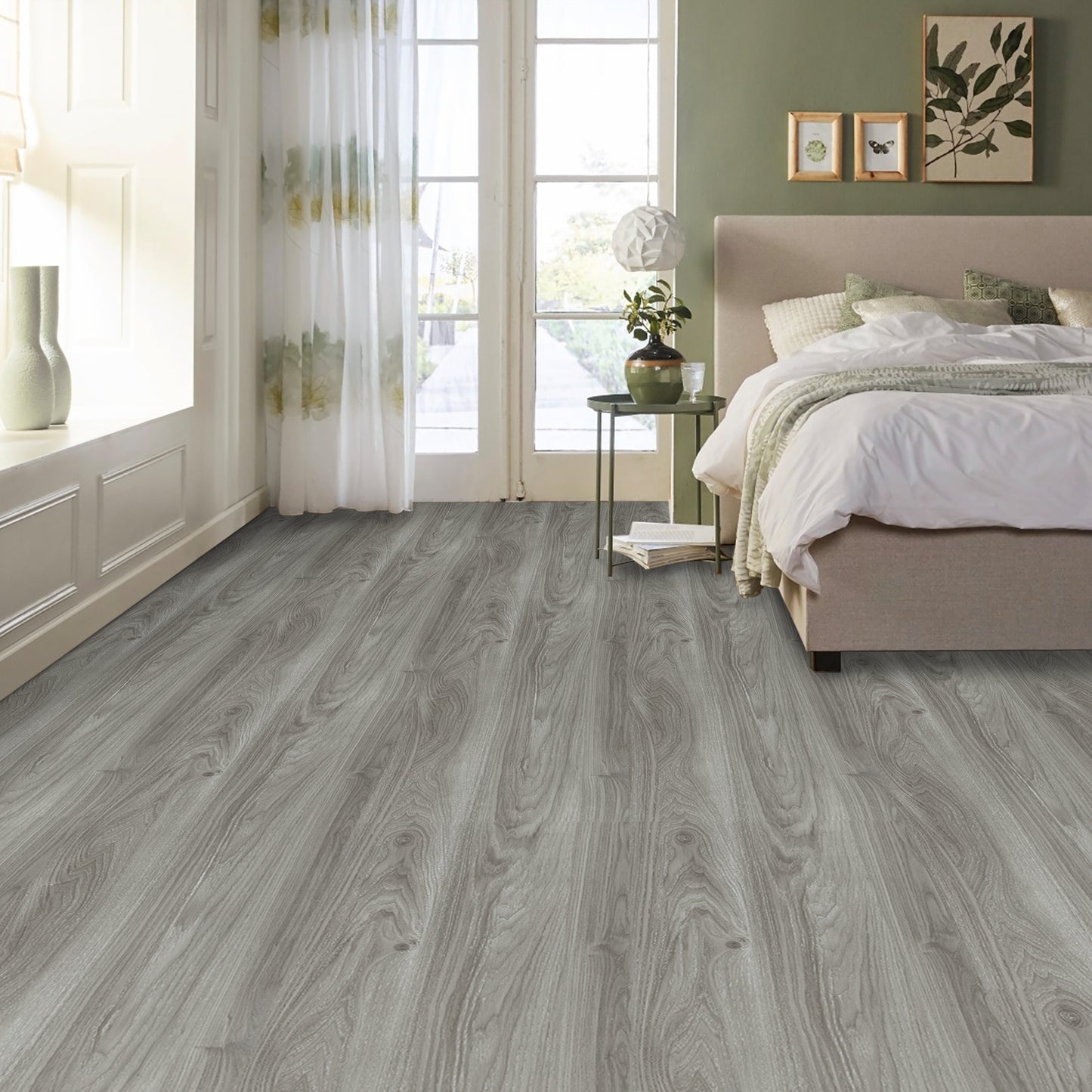 UMIGGEE Gray Peel and Stick Vinyl Flooring Roll 15.7-in x 118-in/12.8 Sq.Ft Thicken Self-Adhesive Vinyl Wood Grain Floor Wear-Resistant Easy DIY Install Home Decor