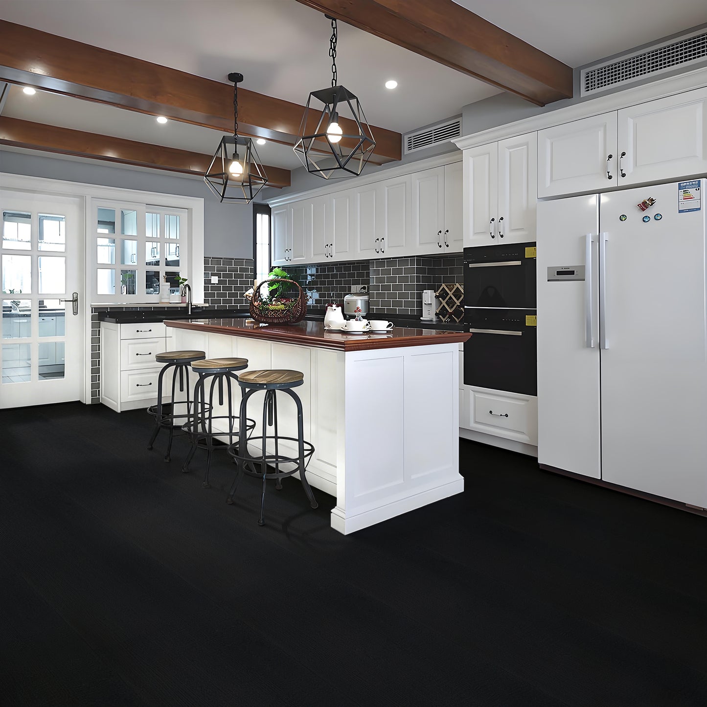 UMIGGEE Black Wood Grain Peel and Stick Floor Tiles – 15.7-in x 118-in Wood Floor Contact Paper Versatile Design for Any Space Self Adhesive Vinyl Flooring Non-Slip Features