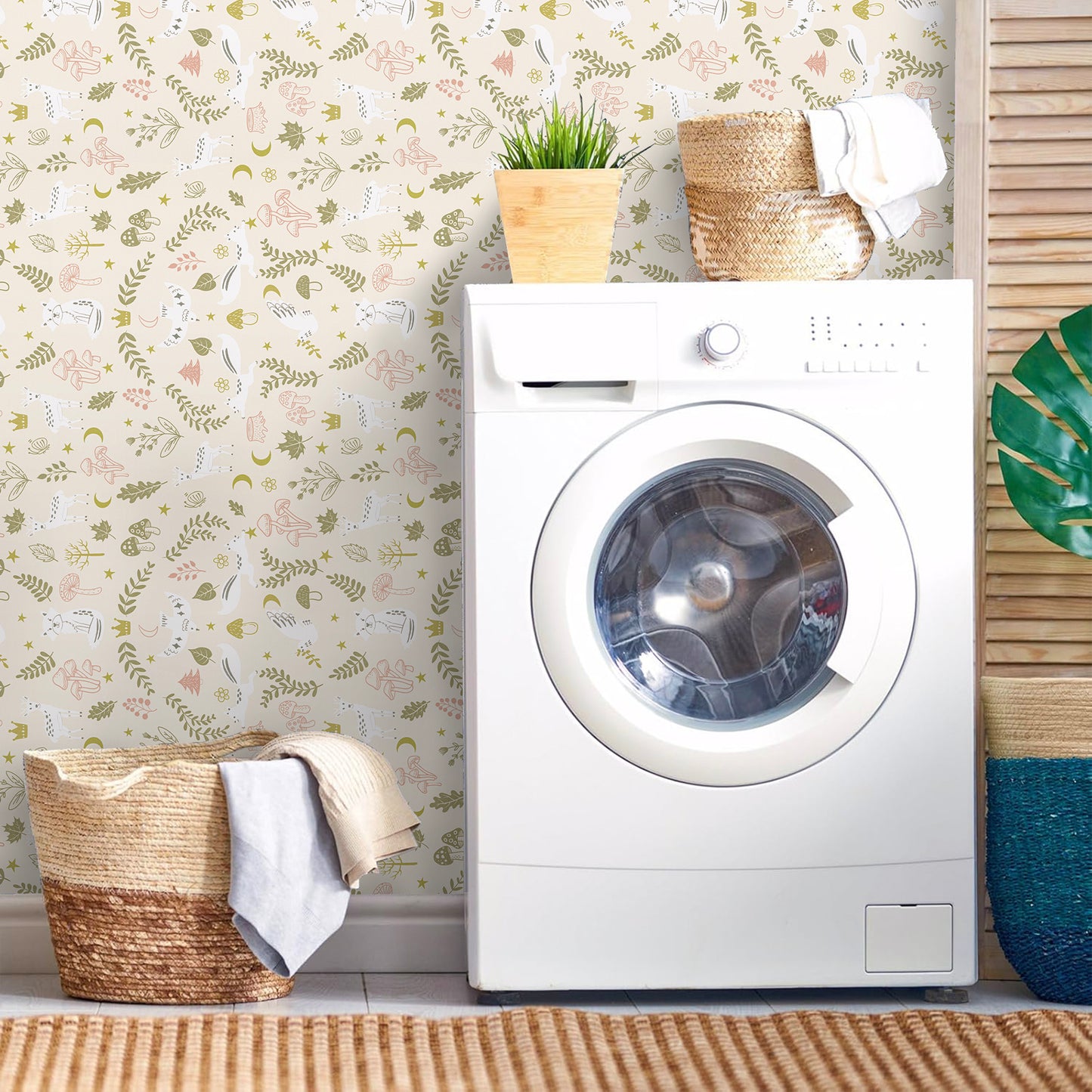 Abyssaly Beige Floral Wallpaper Peel and Stick Wallpaper 17.3"×118" Self-Adhesive Removable Contact Paper Vinyl Wall Paper for Bedroom Cupboard Door Shelfves