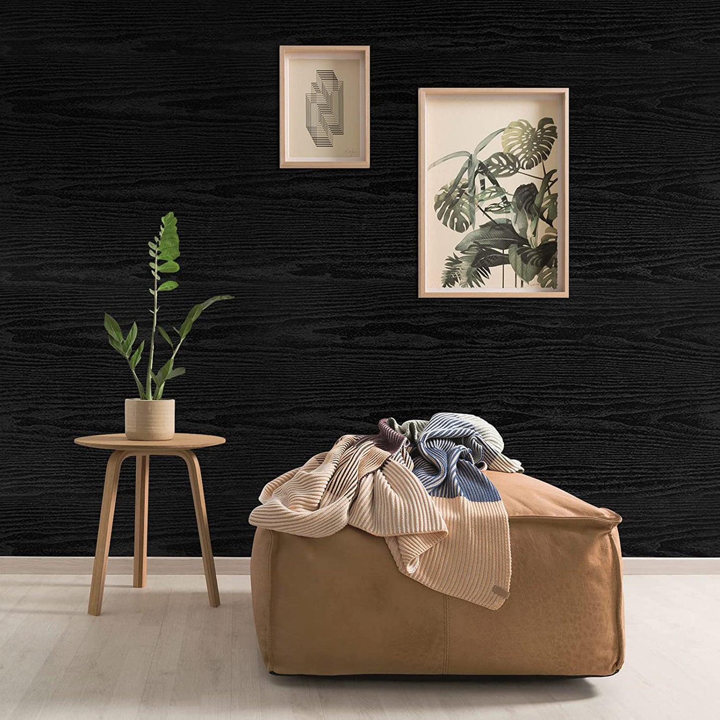 Abyssaly Black Wallpaper 23.6" x 236" Peel and Stick Wallpaper Wood Grain Waterproof Vinyl for Kitchen Countertop Cabinets Drawer Furniture Wall Door Contact Paper