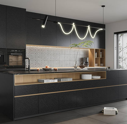 Abyssaly Black Peel and Stick Wallpaper 23.6" x 196.8" Silk Embossed Self Adhesive Removable Wallpaper Peel and Stick