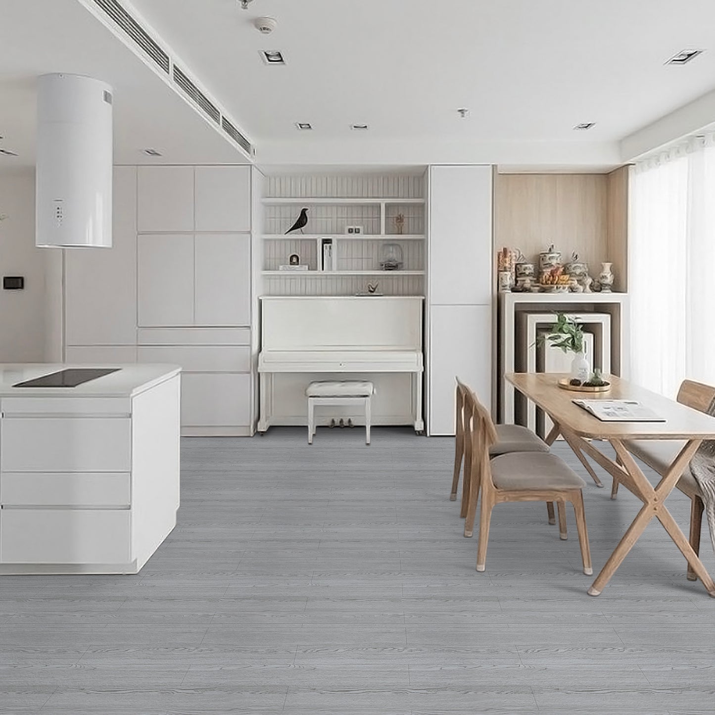 UMIGGEE Gray Peel and Stick Vinyl Flooring Roll 23"x 196"/31 Sq.Ft Thicken Self-Adhesive Vinyl Wood Planks Wear-Resistant Easy DIY Install Home Decor