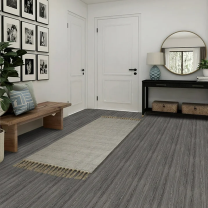 Lxcreat 196.8-in x 23.6-in Vinyl Flooring Thicken Gray Peel and Stick Roll Self Adhesive Vinyl Floor Wood Plank Flooring Wood Grain Floor Dark Gray
