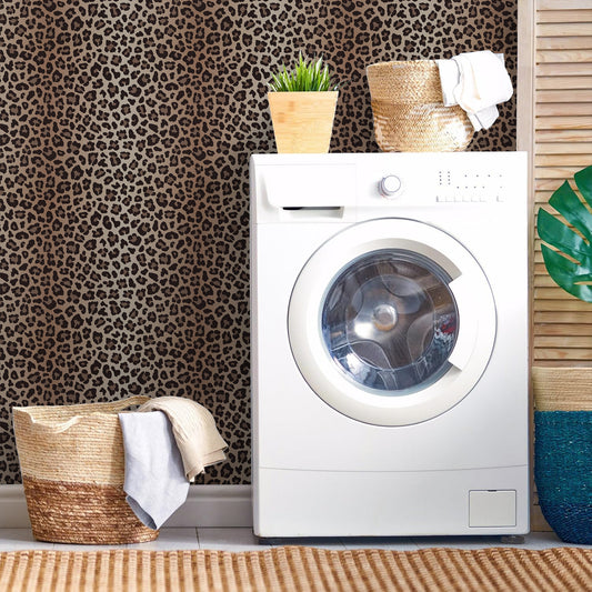 Abyssaly Leopard Peel and Stick Wallpaper 17.3 "x 118" Gradient Brown Leopard Wallpaper Vintage Vinyl Contact Paper Suitable for Home Walls Cabinet Bedroom