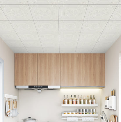 Abyssaly 13.7" x 13.7" ,16 Pcs, Peel and Stick Ceiling Tile, Self-Adhesive Texture Ceiling tiles for Living Room, Kitchen, Bathroom