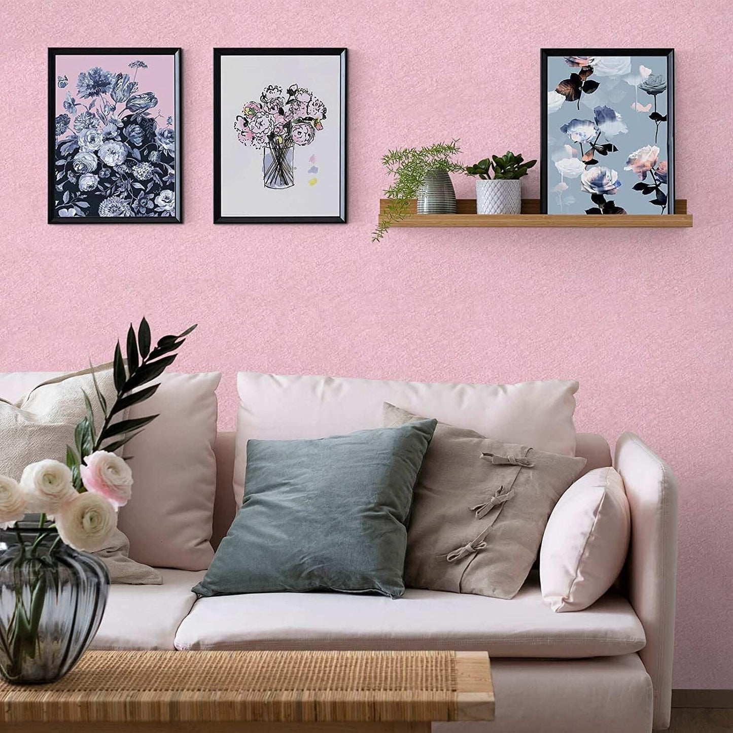 Abyssaly 23.6" x 118"Peel and Stick Wallpaper Pink Embossed Texture Self Adhesive Vinyl Film Furniture Countertop Shelf Contact Paper Silk