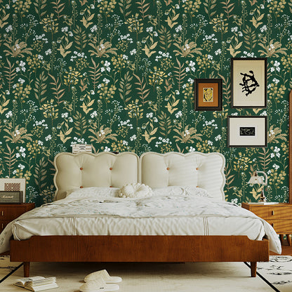 UMIGGEE Floral Wallpaper Peel and Stick Floral Dark Green Wallpaper Self Adhesive Flower Wall Paper Contact Paper 17.3-in x 118-in Home Decor Wall Covering Old Furniture Renovation