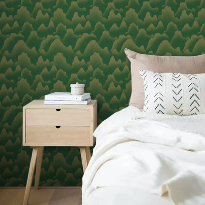 Abyssaly 17.7" x 236" Peel and Stick Mural Self Adhesive Removable Wallpaper Light Green mountains and ridges wallpaper for Living Room