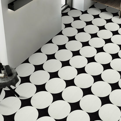 UMIGGEE Peel and Stick Floor Tile 11.8"x11.8"x1.0mm (10-pcs) White Semi-circul Vinyl Flooring Tile Self Adhesive Leathers Floor Tile Home Decor for Kitchen Living Room (Cover 9.6 sq. ft./ Pack)