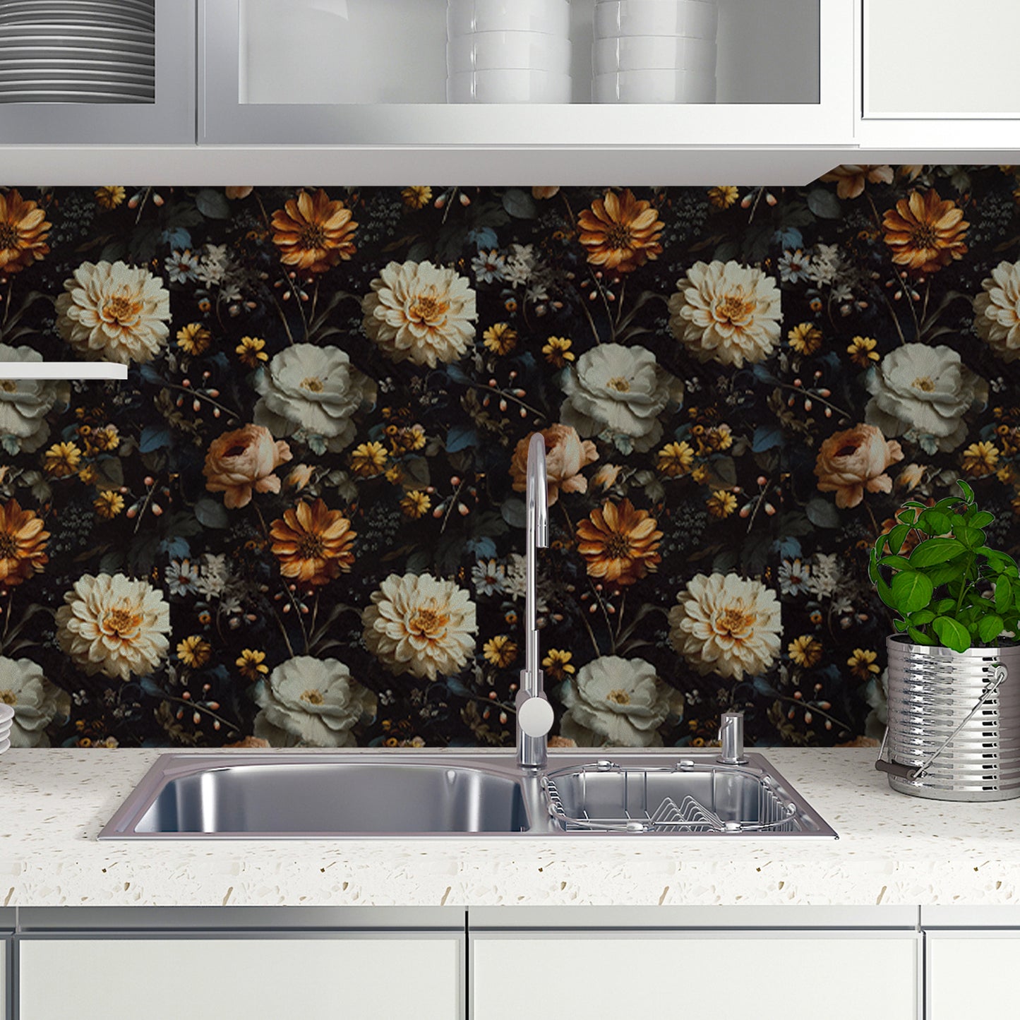 Abyssaly Floral Peel and Stick Wallpaper, 17.3" x 118.1" Removable Self-Adhesive Vinyl Wallpaper Contact Paper for Home Decor