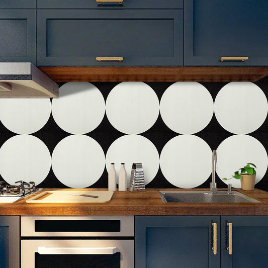 UMIGGEE Peel and Stick Floor Tile 11.8"x11.8"x1.0mm (10-pcs) White Semi-circul Vinyl Flooring Tile Self Adhesive Leathers Floor Tile Home Decor for Kitchen Living Room (Cover 9.6 sq. ft./ Pack)