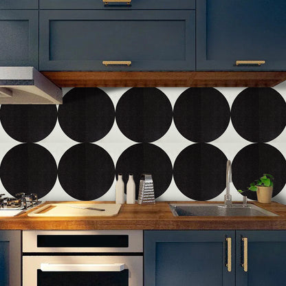 UMIGGEE Black Semi-circular Vinyl Flooring Tile 11.8"x11.8"x1.0mm (10-pcs) Peel and Stick Flooring Tile Self Adhesive Flooring Tile Home Decor for Kitchen Living Room (Cover 9.6 sq. ft./ Pack)
