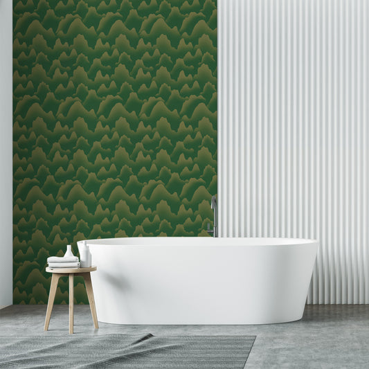 UMIGGEE 17.7"x118" Peel and Stick Wallpaper Modern Green Mountain Wallpaper Self-Adhesive Removable Contact Paper Matte Wallpaper for Home Decoration and Furniture Renovation Cabinet