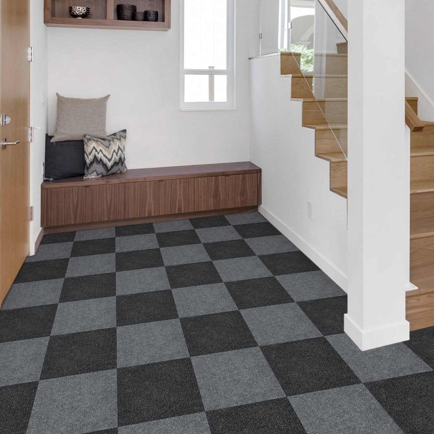 UMIGGEE Gray Floor Tiles Carpet Tiles 11.8-in x 11.8-in 35-pcs Light Grey Self-Adhesive Carpet Peel and Stick Gray Carpet Tile for Kids Bedroom Dining Room Easy Install DIY