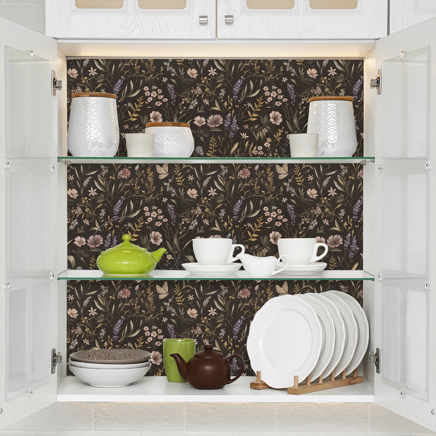 UMIGGEE Floral Wallpaper Peel and Stick Wallpaper Self Adhesive Black Wall Paper Contact Paper 17.3-in x 118-in Home Decor Wall Covering Old Furniture Renovation