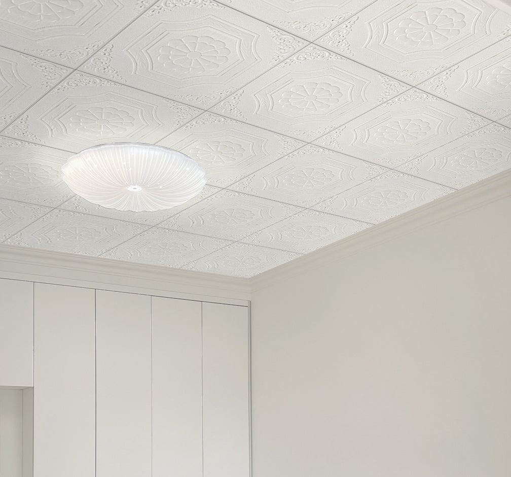 Abyssaly 13.7" x 13.7" ,16 Pcs, Peel and Stick Ceiling Tile, Self-Adhesive Texture Ceiling tiles for Living Room, Kitchen, Bathroom