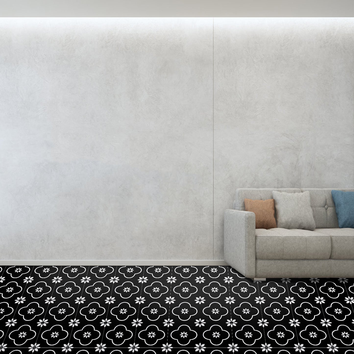 Abyssaly 20Pcs Black and White Vinyl Flooring Peel and Stick 12" x 12" Self Adhesive Floor Tile Removable Stickers Tile