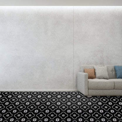 Abyssaly 20Pcs Black and White Vinyl Flooring Peel and Stick 12" x 12" Self Adhesive Floor Tile Removable Stickers Tile