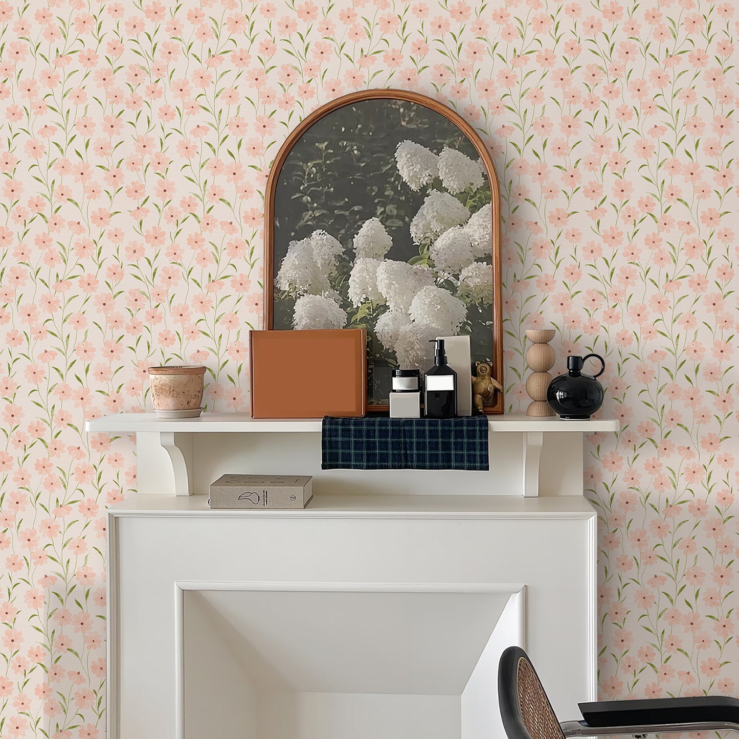 Abyssaly Floral Peel and Stick Wallpaper, 17.3" x 118.1" Pink, Removable Self-Adhesive Vinyl Wall Paper for Home and Room Decoration