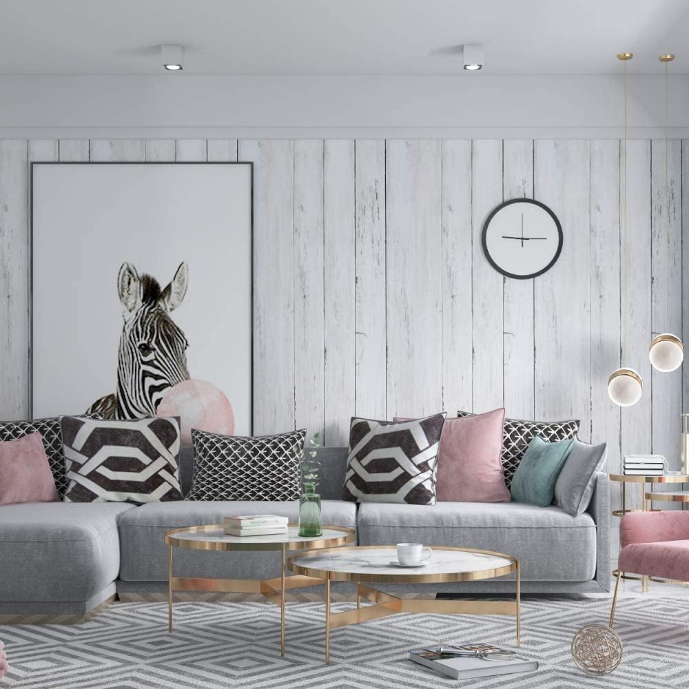Abyssaly White Gray Wood Shiplap Wallpaper 17.7" x 78.7" Peel and Stick Wallpaper Self-Adhesive Removable Contact Paper for Home Decoration