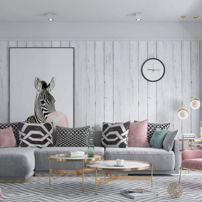 Abyssaly White Gray Wood Shiplap Wallpaper 17.7" x 78.7" Peel and Stick Wallpaper Self-Adhesive Removable Contact Paper for Home Decoration