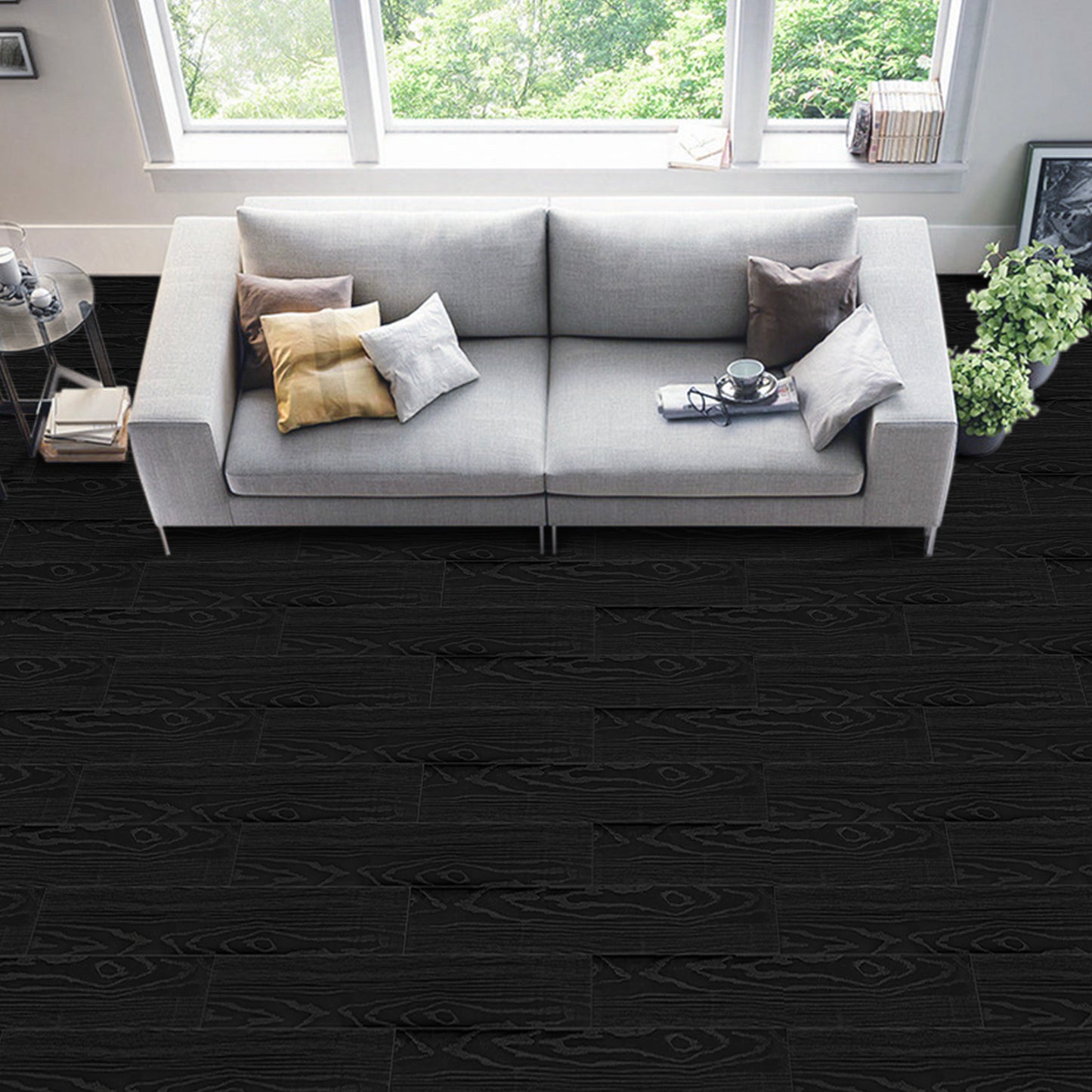 UMIGGEE Black Peel and Stick Vinyl Flooring Roll 15.7-in x 118-in/12.8 Sq.Ft Thicken Self-Adhesive Vinyl Wood Grain Floor Wear-Resistant Easy DIY Install Home Decor