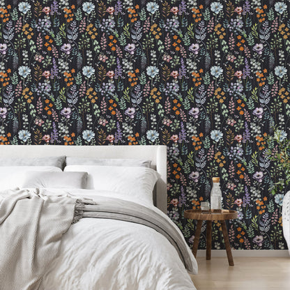 UMIGGEE Floral Wallpaper Peel and Stick Flower Black Wall Paper Self Adhesive Wallpaper 17.7-in x 118-in Contact Paper Removable Wallpaper for Home Decor Wall Covering Old Furniture Renovation