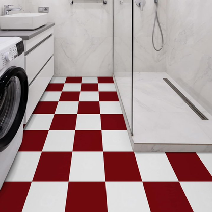 Lxcreat Peel and Stick Floor Tile, Vinyl Flooring Red Checkered Floor Tile 12in x 12in DIY Flooring for Dining Room, Bathroom and Kitchen(10 PCS, 5pcs Each in red and White)