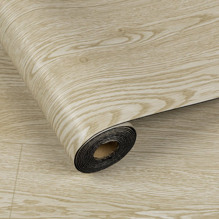 Lxcreat Peel and Stick Vinyl Flooring Roll 118-in x 15.7-in Thicken Self Adhesive Vinyl Floor Tiles Wood Flooring, Beige