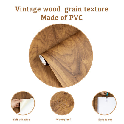 Abyssaly 15.7 "x 196.8" in Brown wood Wallpaper Peel and Stick Wallpaper Contact Paper Self-adhesive Wallpaper Antique Recycled Wood Wallpaper for Cabinet Shelves Walls