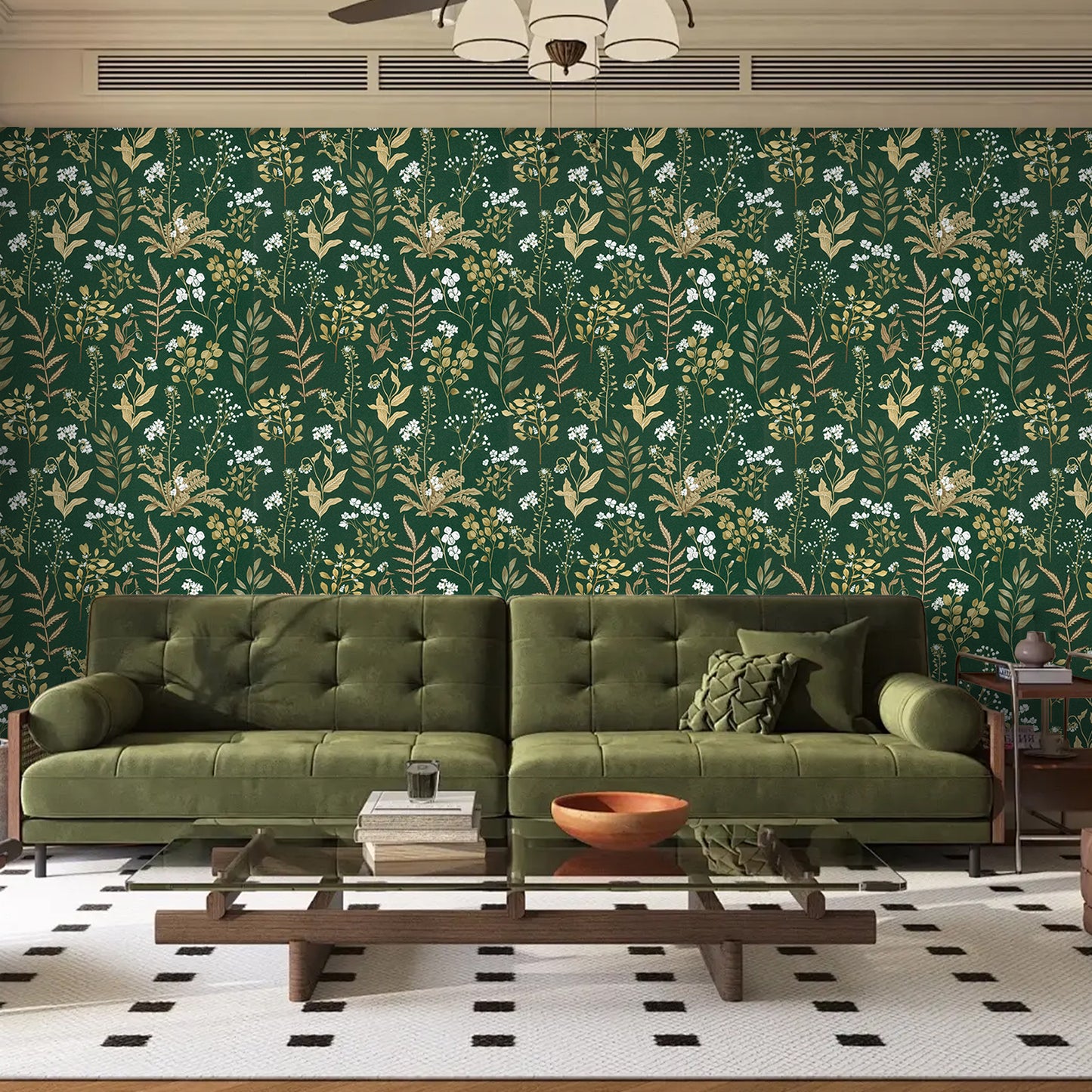 UMIGGEE Floral Wallpaper Peel and Stick Floral Dark Green Wallpaper Self Adhesive Flower Wall Paper Contact Paper 17.3-in x 118-in Home Decor Wall Covering Old Furniture Renovation
