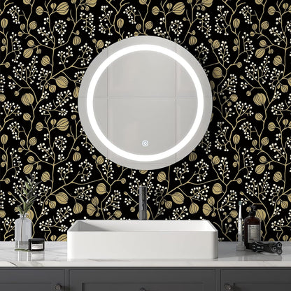 Abyssaly Peel and Stick Wallpaper Black Garden Removable Wallpaper, 17.7" x 118"