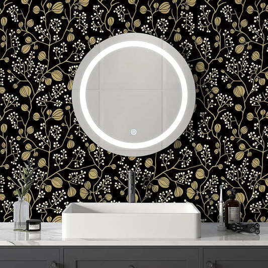 Abyssaly Peel and Stick Wallpaper Black Garden Removable Wallpaper, 17.7" x 118"