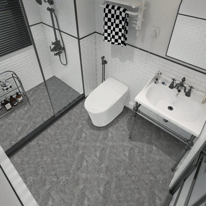 Lxcreat Grey Marble Vinyl Flooring, Peel and Stick Floor Tile Waterproof, Peel and Stick Flooring Durable for Update Bathroom Kitchen Basement Toilet