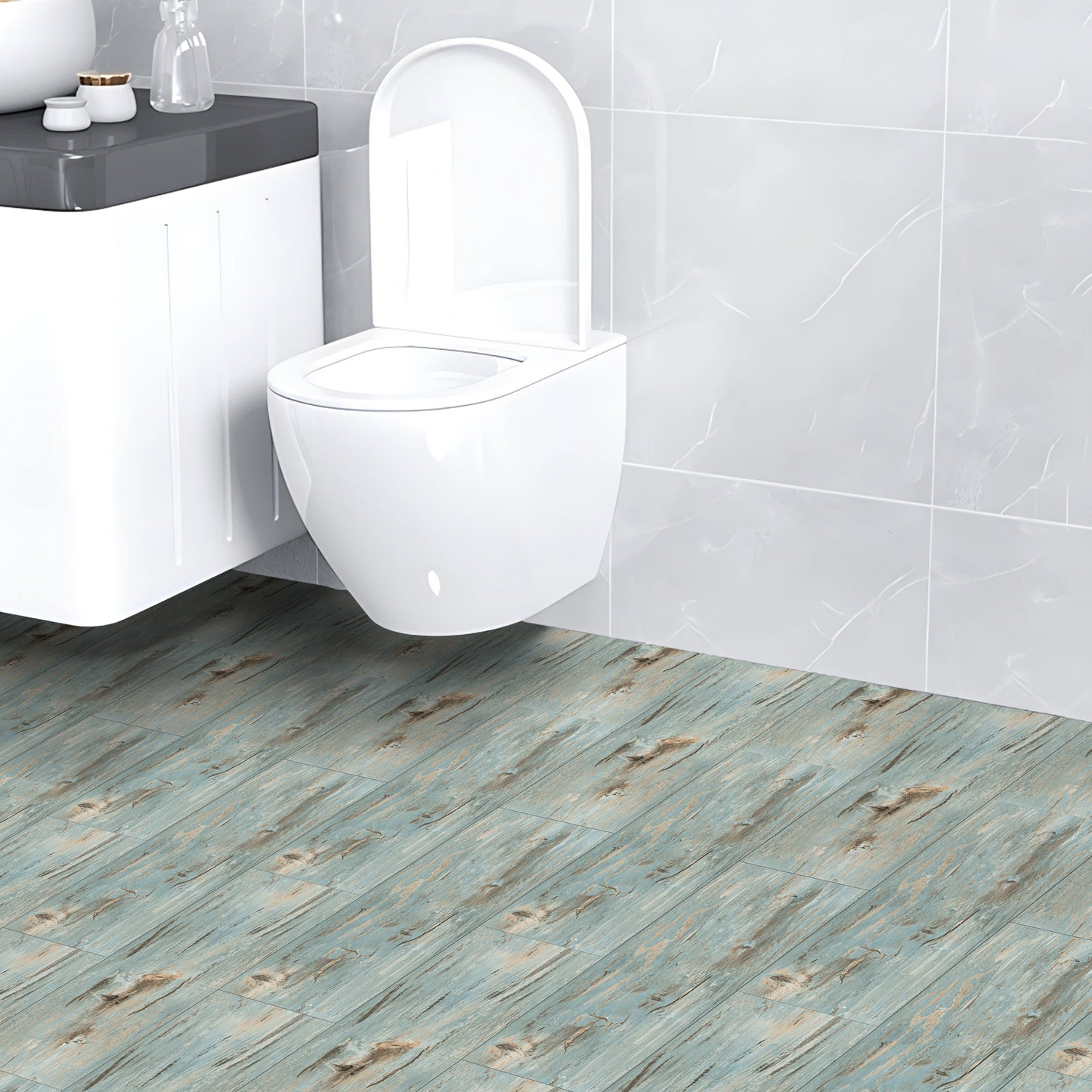 Abyssaly 35.8" x 5.9" 20Pcs Wood Peel and Stick Vinyl Flooring Self Adhesive Floor Tiles Waterproof Thick Removable Flooring Tiles