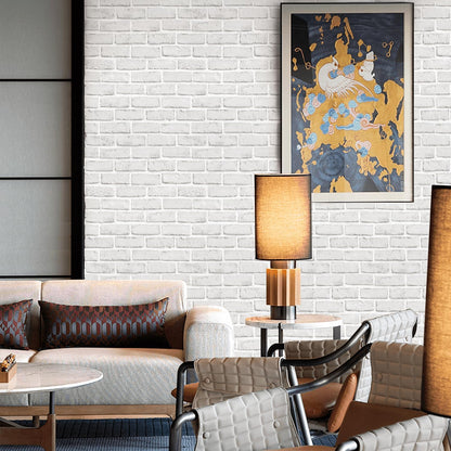 Abyssaly 17.7" x 393.7" Brick Wallpaper Peel and Stick Grey/White Removable Wall Paper Shelf Paper Self Adhesive Brick Wallpaper Peel and Stick Fireplace Decoration Wallpaper