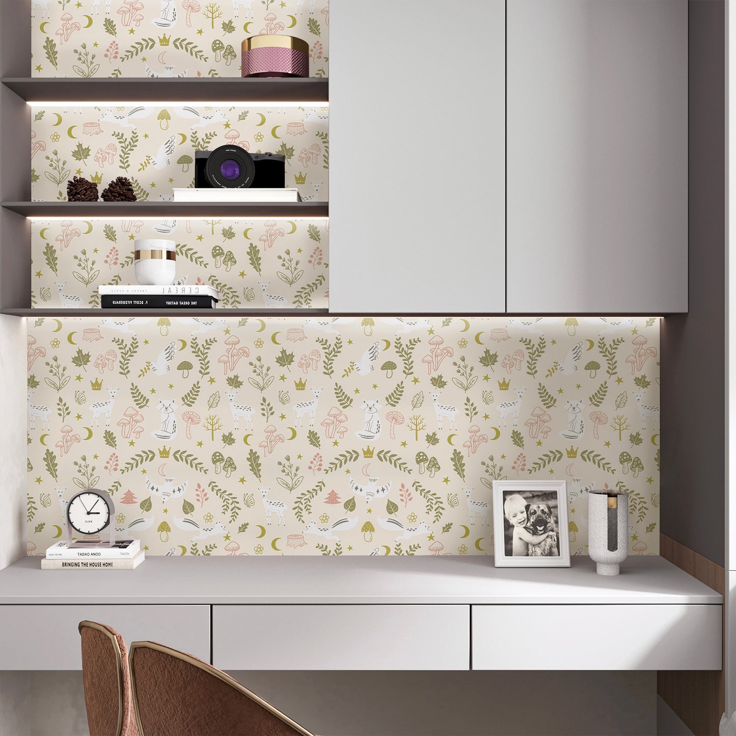 Abyssaly Beige Floral Wallpaper Peel and Stick Wallpaper 17.3"×118" Self-Adhesive Removable Contact Paper Vinyl Wall Paper for Bedroom Cupboard Door Shelfves