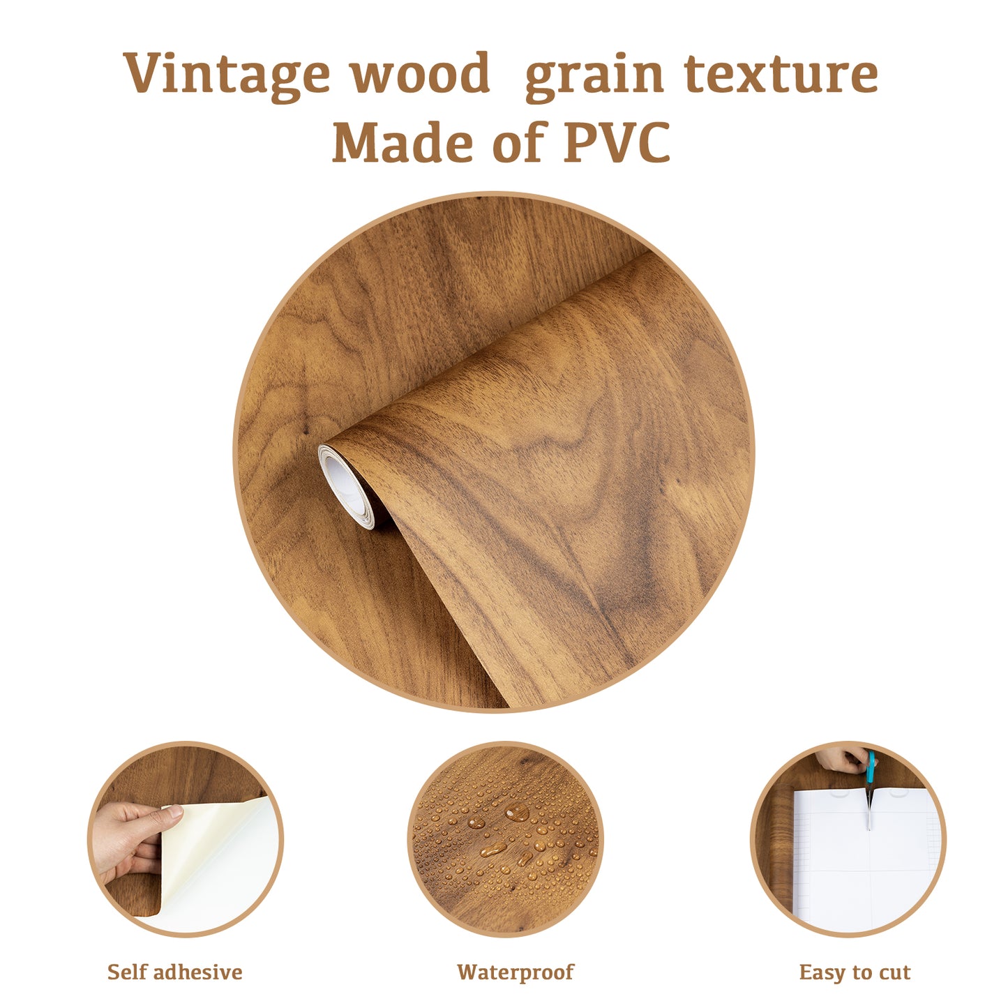 Abyssaly Wood Peel and Stick Wallpaper 15.7 "x 118.1" Brown Self-Adhesive Removable Contact Paper for Home Shelves Walls